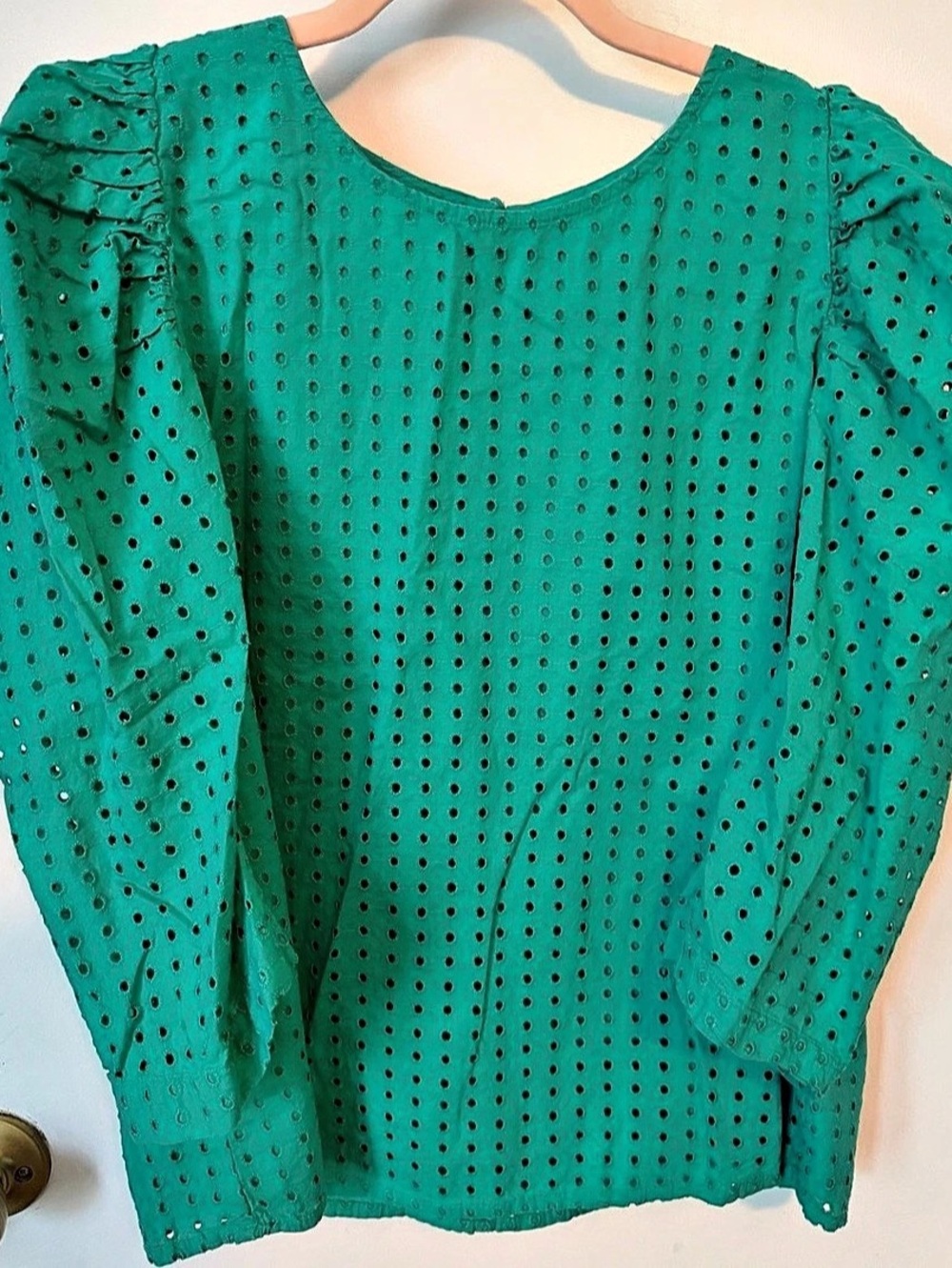 a new day Eyelet Puff Long Sleeve Top Green XXL